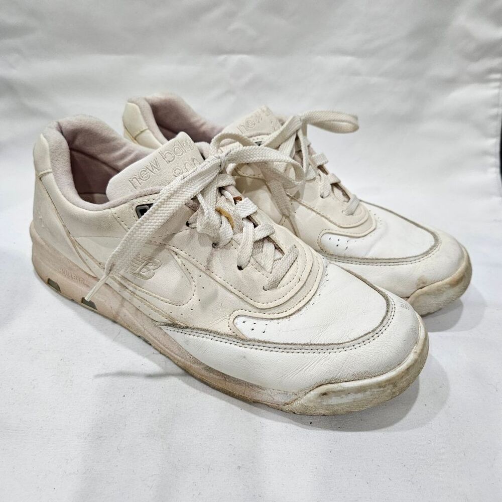 New Balance 800 Walking Shoes White Leather Rollbar Made in USA Vintage Sneakers